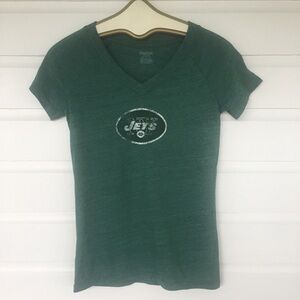 👛[New York Jets] Reebok V-neck T-Shirt. Green